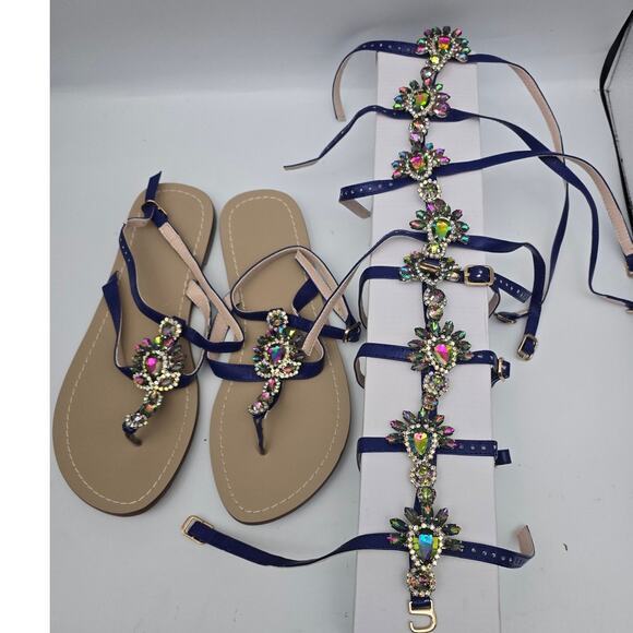 Azomodo  Blue Blingy‎ removable Gladiator Straps NIB - Picture 5 of 9